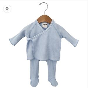 NB Organic Waffle Kimono & Pant Set, Baby Blue